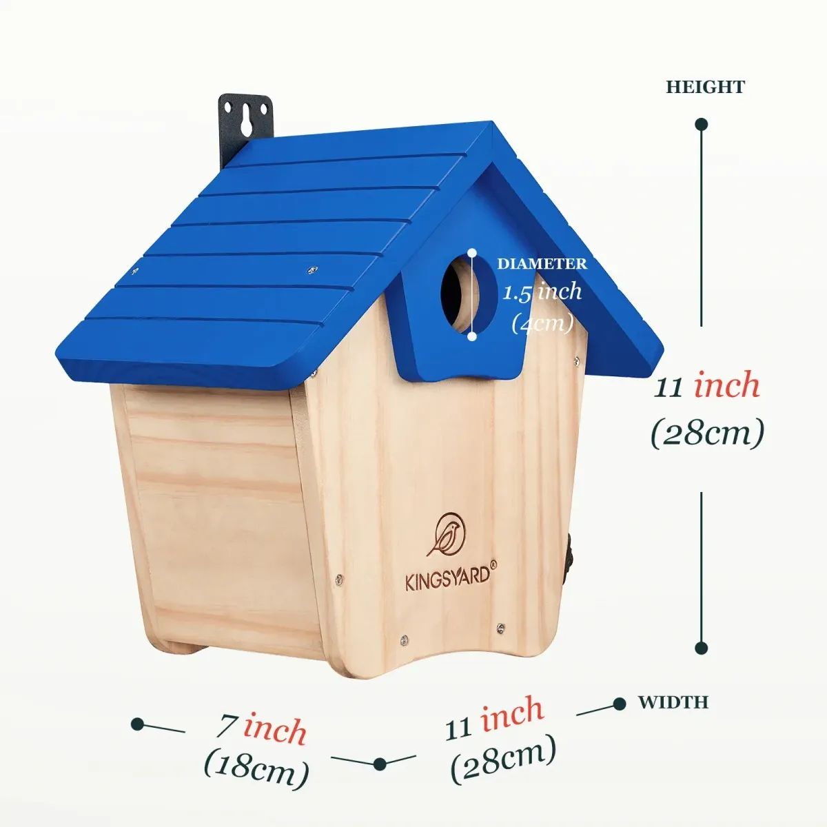 Royal Blue Kingsyard Wooden Bluebird House with 1.5'' Hole for Outdoor Nesting 3