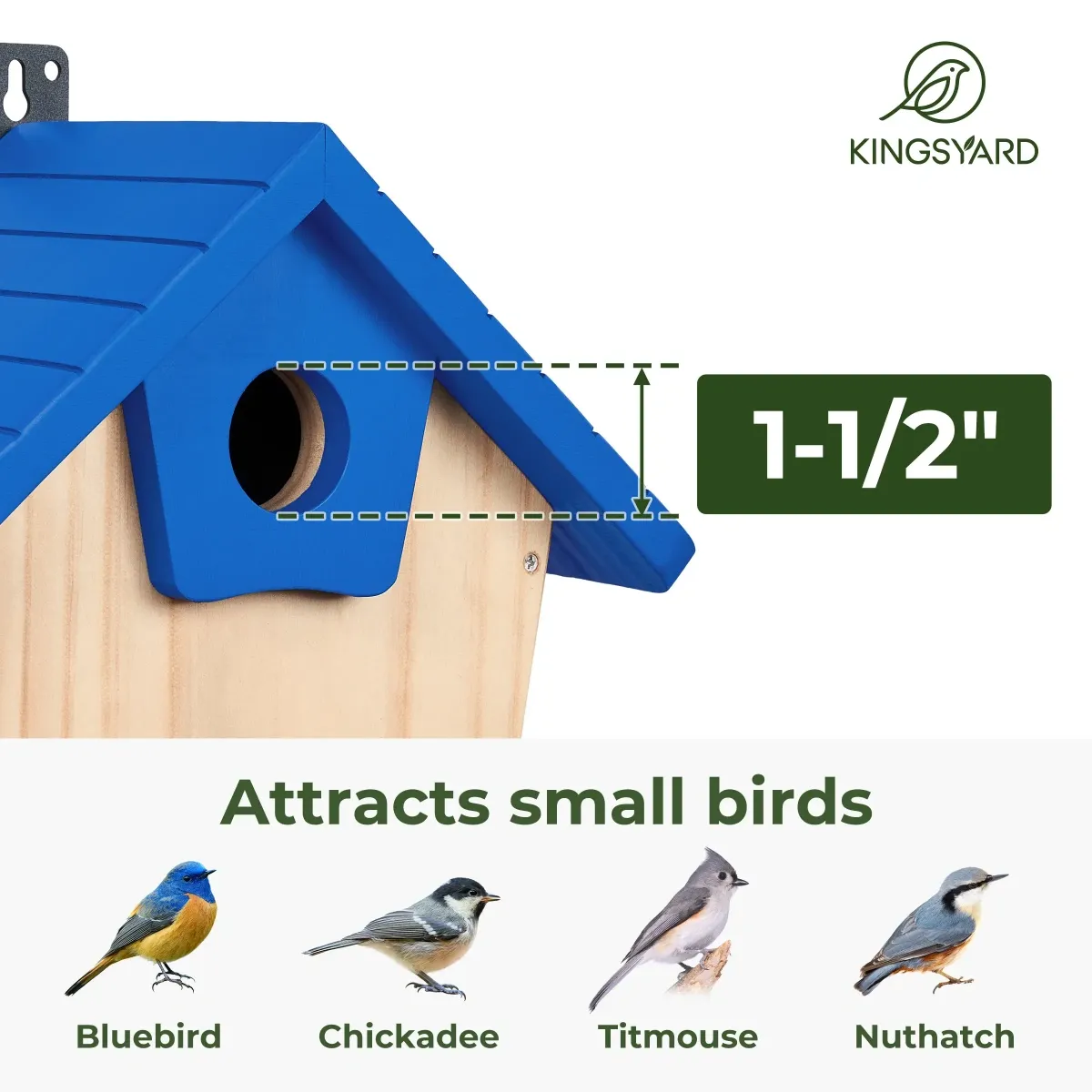 Royal Blue Kingsyard Wooden Bluebird House with 1.5'' Hole for Outdoor Nesting 4