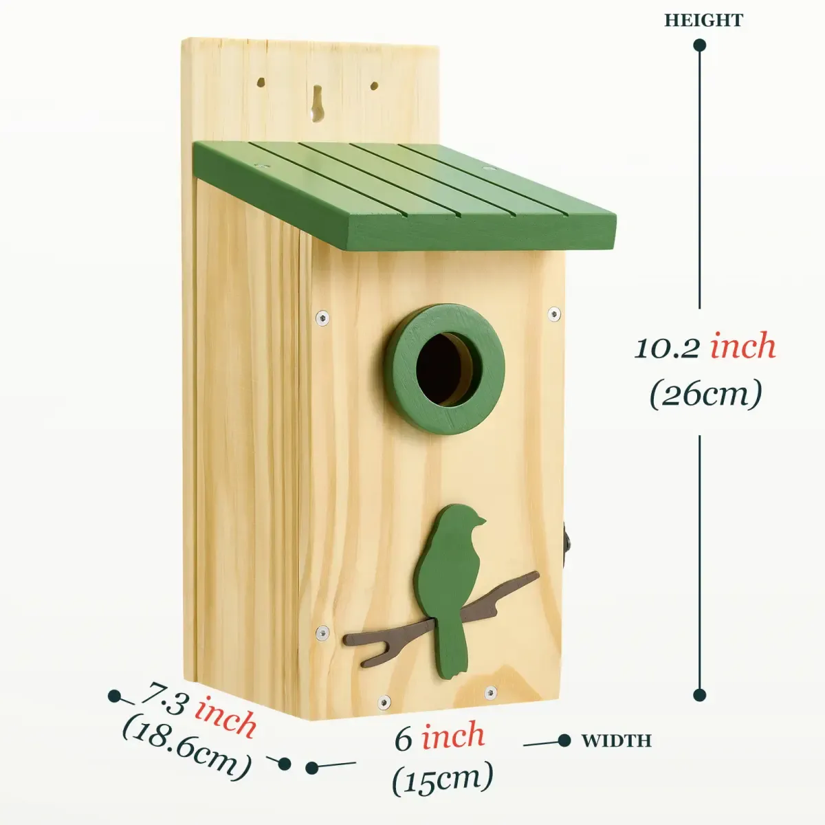 Green Kingsyard Wooden Bluebird Nesting House with 1.5'' Hole and Decorative Design 3