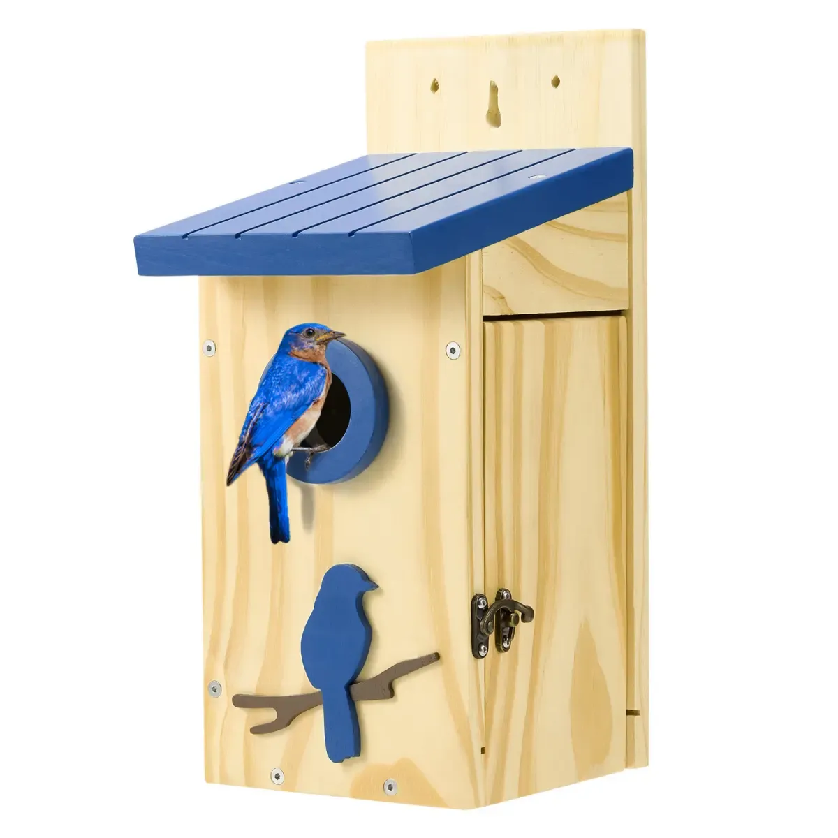 Royal Blue Kingsyard Wooden Bluebird Nesting House with 1.5'' Hole and Decorative Design 2