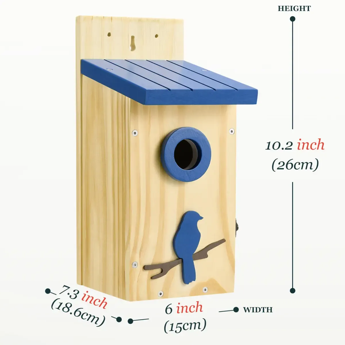 Royal Blue Kingsyard Wooden Bluebird Nesting House with 1.5'' Hole and Decorative Design 3