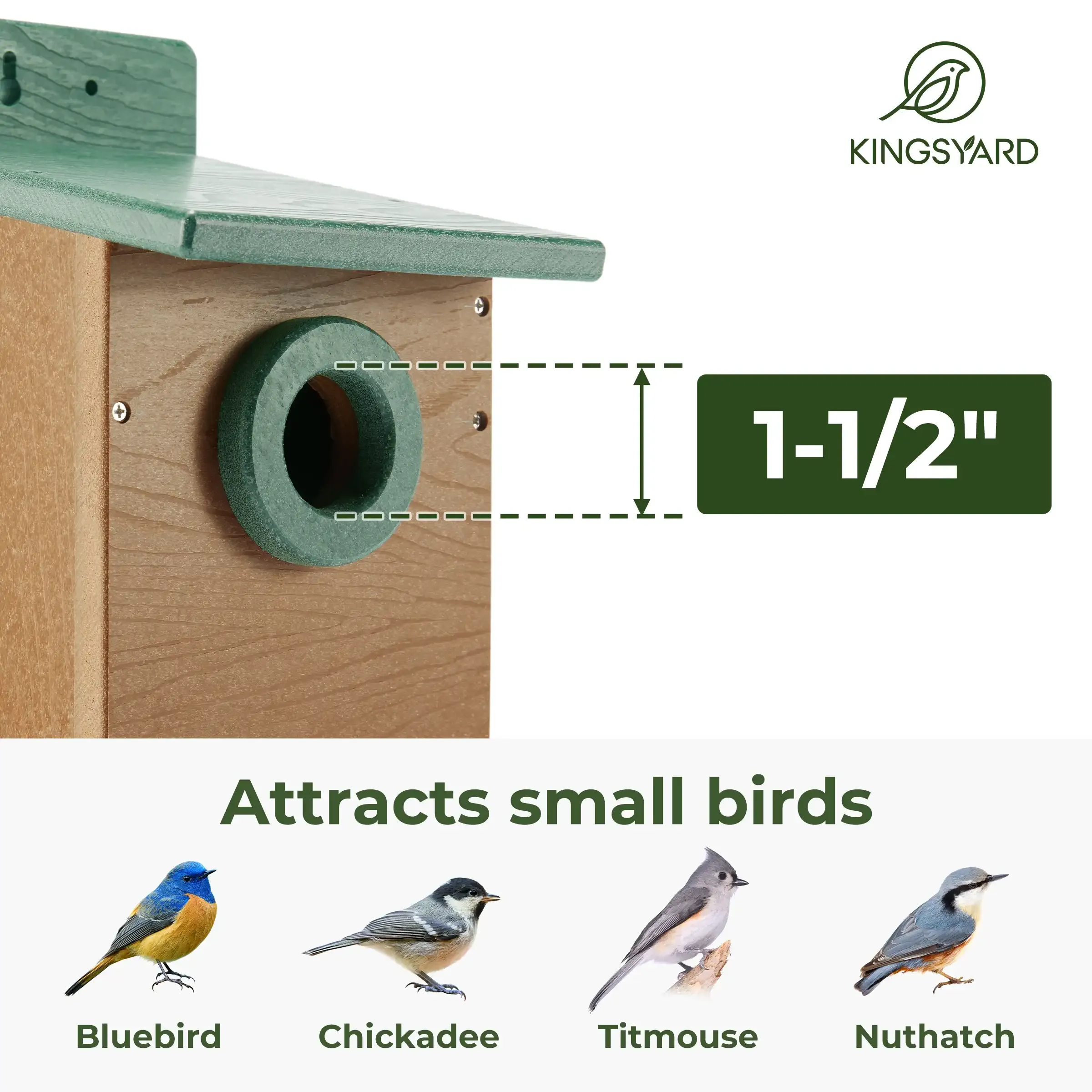 Kingsyard Recycled Plastic Bluebird House with 1.5'' Hole 6