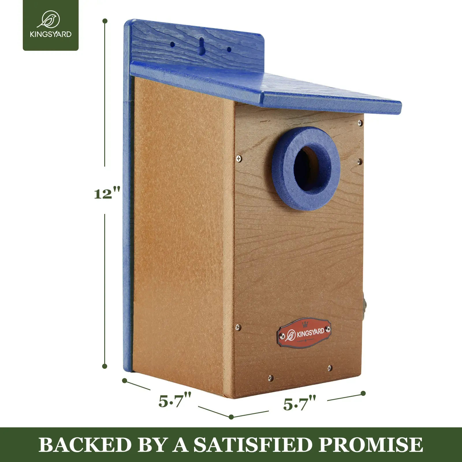 Blue & Brown Kingsyard Durable Bluebird House with 1.5'' Hole for Outdoor Nesting 3