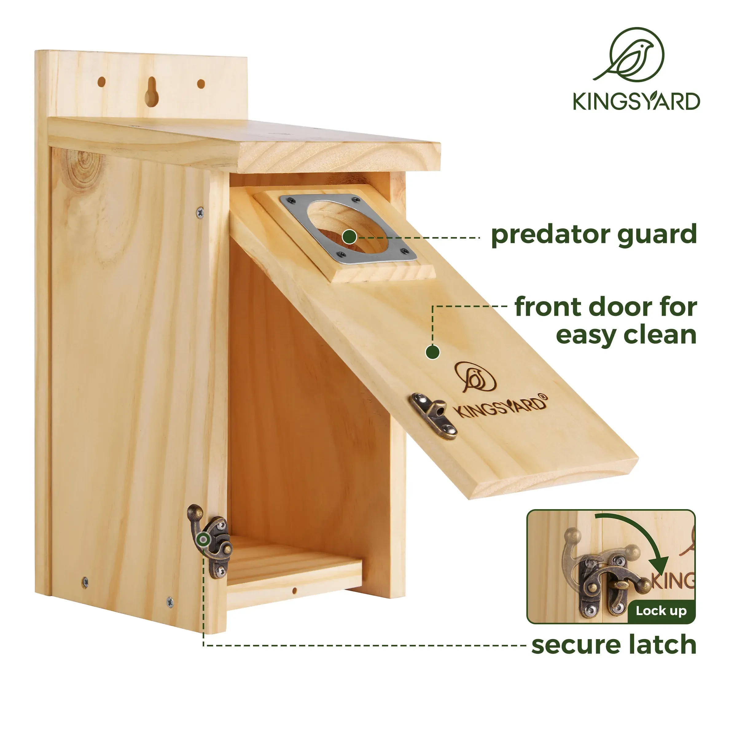 Wood Kingsyard Wooden Bluebird Nesting House with 1.5'' Hole 3