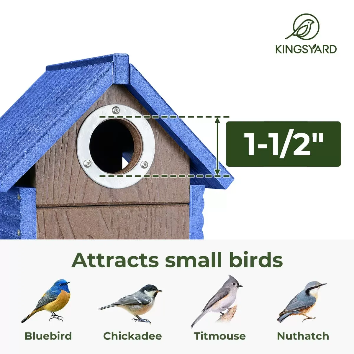 Kingsyard Weatherproof Wooden Bluebird House with 1.5'' Hole 4 Kingsyard Weatherproof Wooden Bluebird House with 1.5'' Hole 4