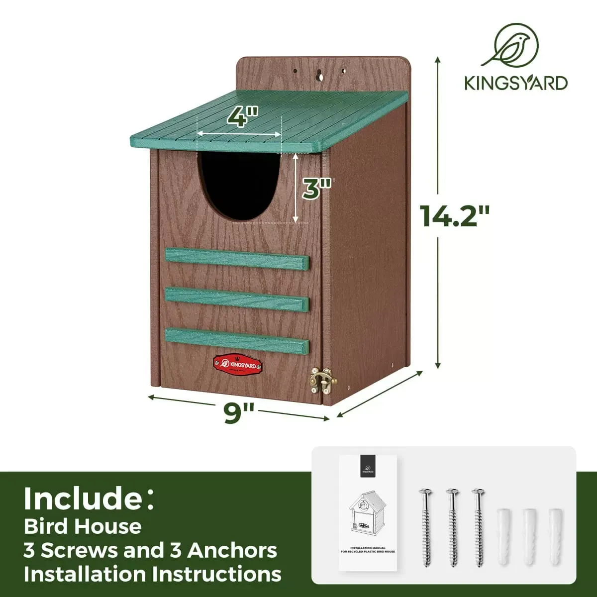 Kingsyard Weatherproof Owl House Outdoor Nesting Box 6