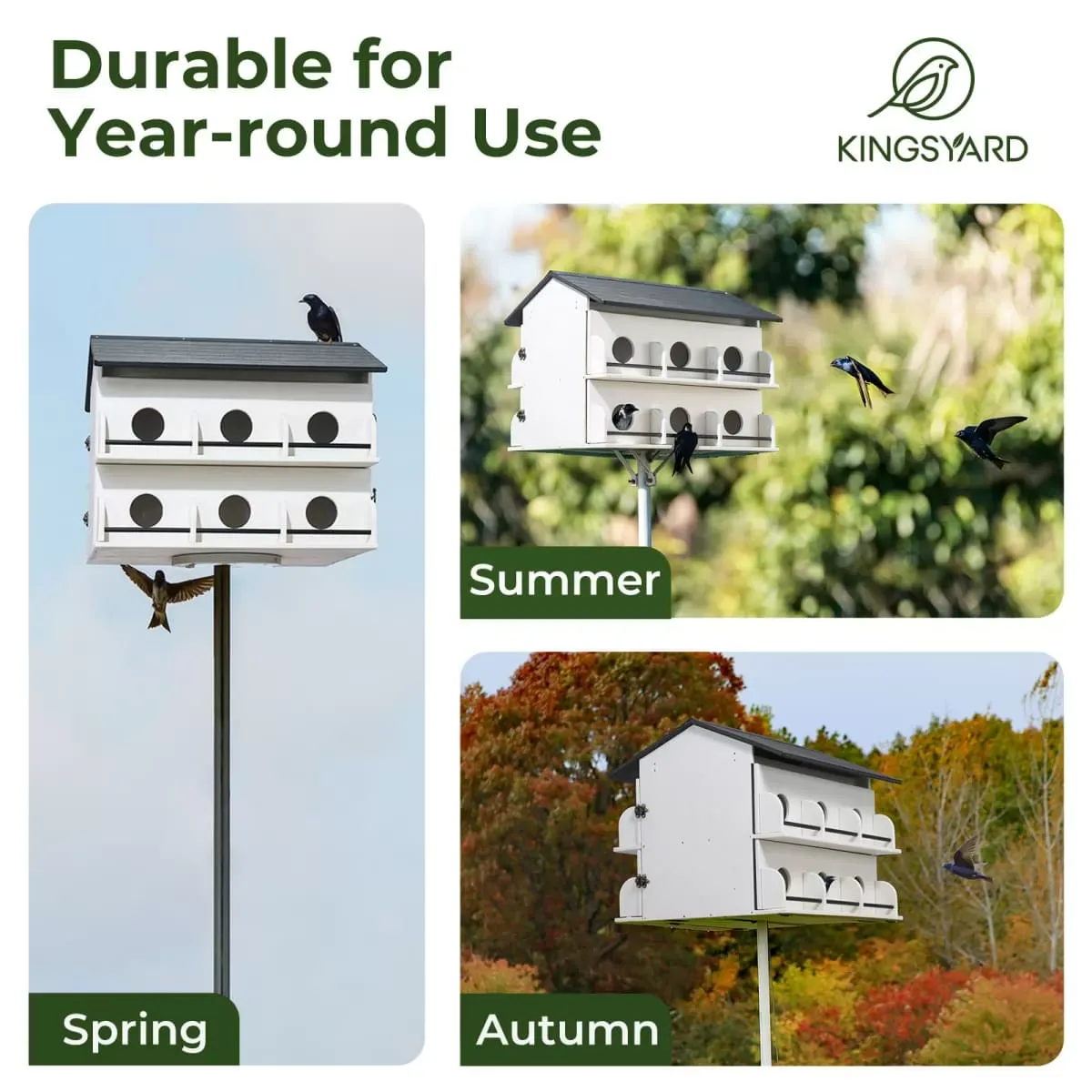 Kingsyard Pre-Assembled 12-Room Purple Martin House 6