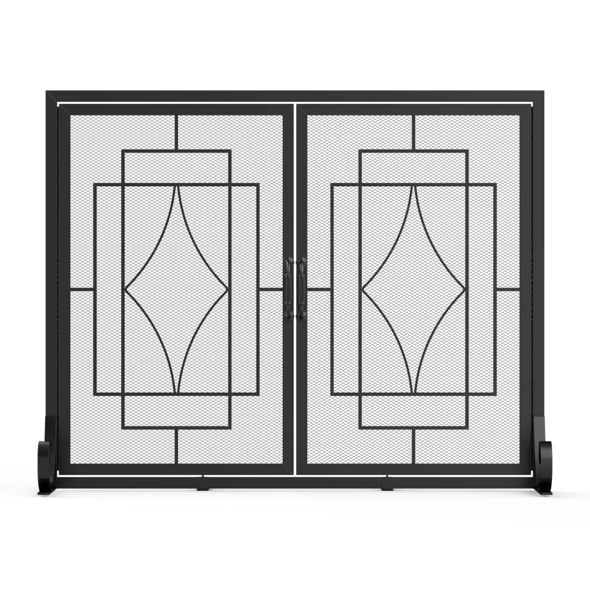Kingsyard Geometric Metal Fireplace Screen with Magnetic Panels 2