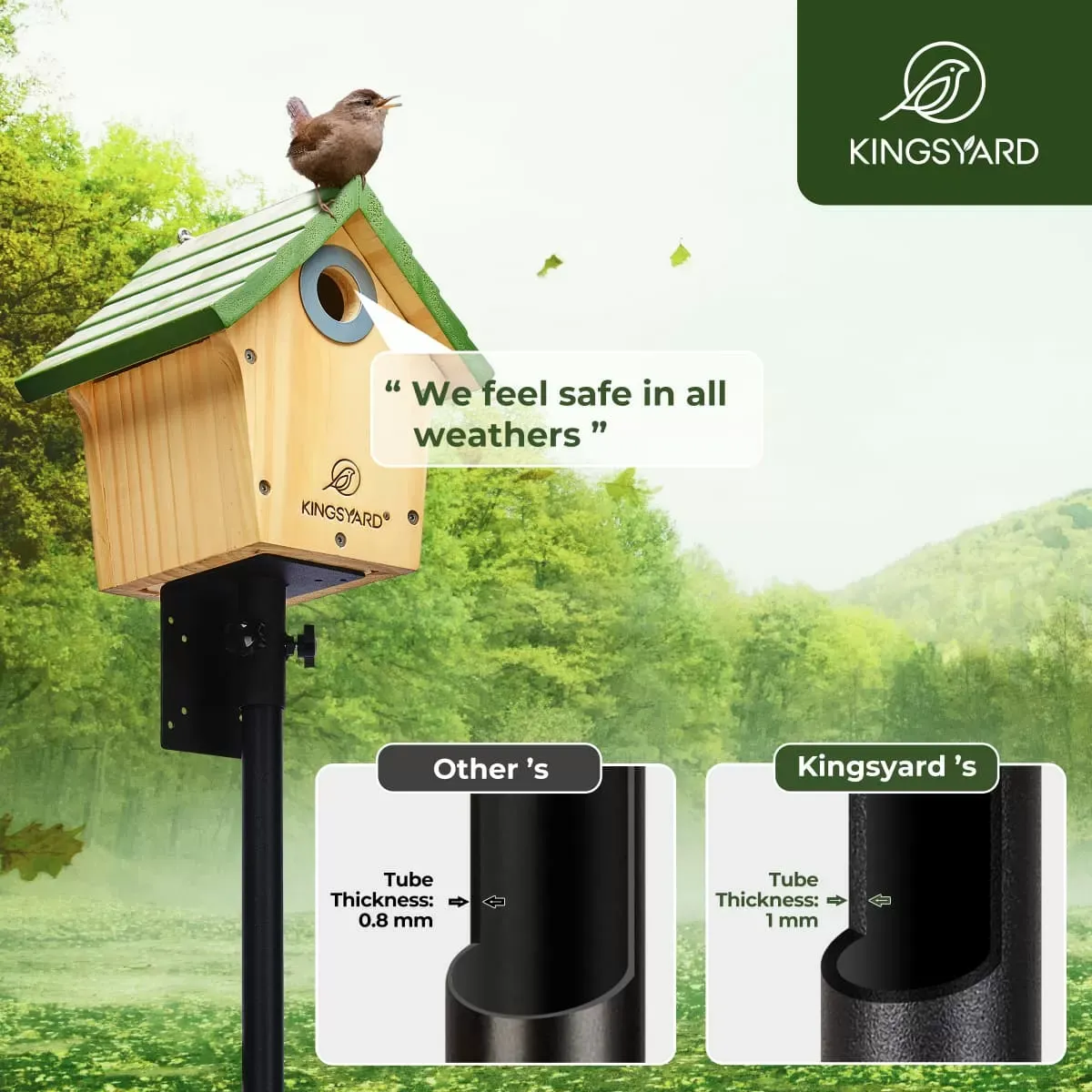 Kingsyard 80-Inch Smart Bird Feeder Mounting Pole 9