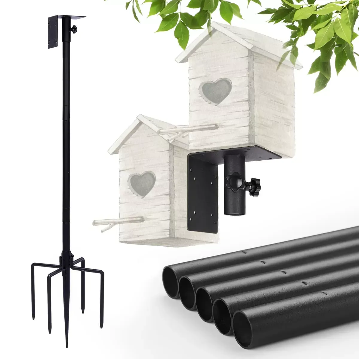 Black Kingsyard 80-Inch Smart Bird Feeder Mounting Pole 5