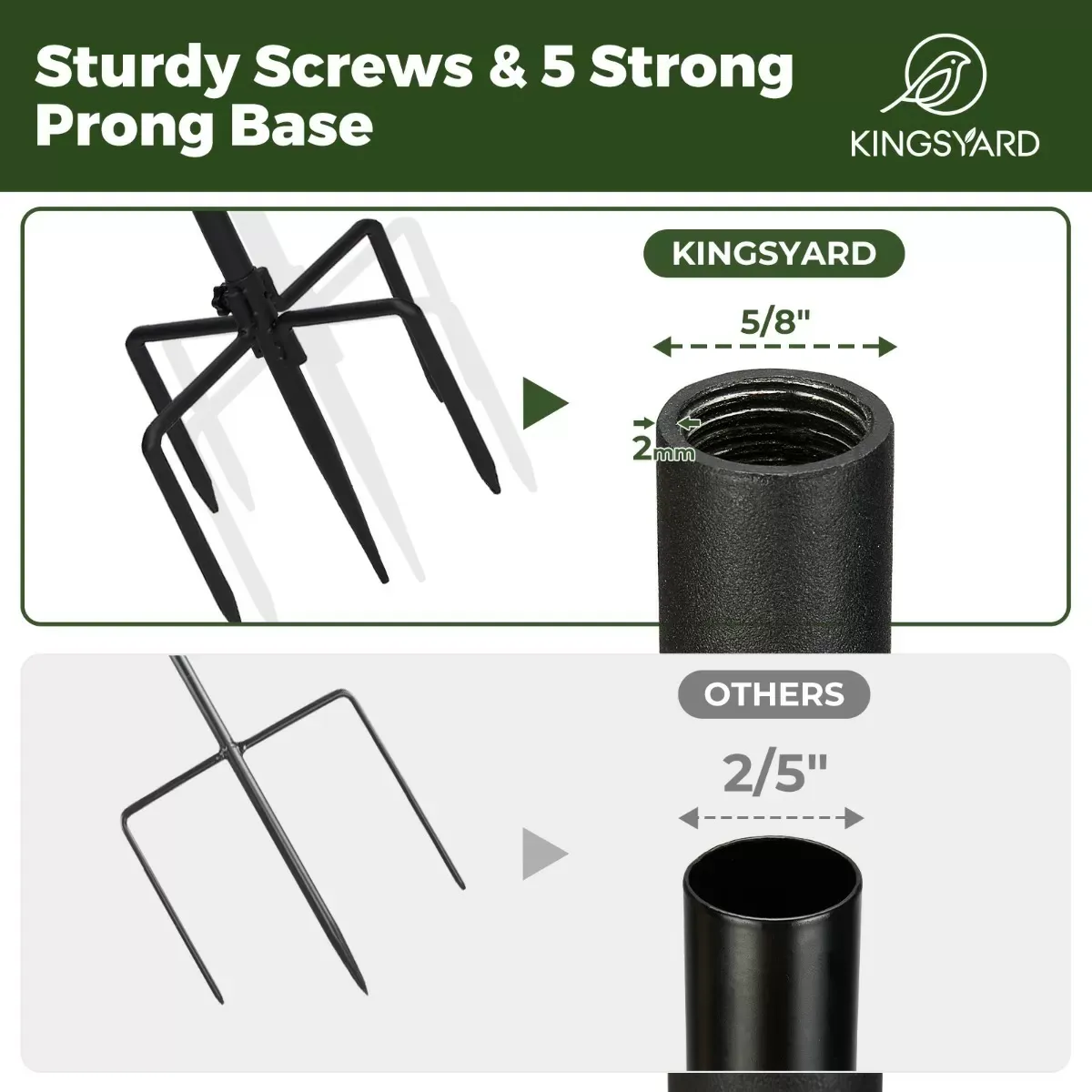 Kingsyard Heavy Duty Bird Feeder Pole with Shepherd Hooks 5