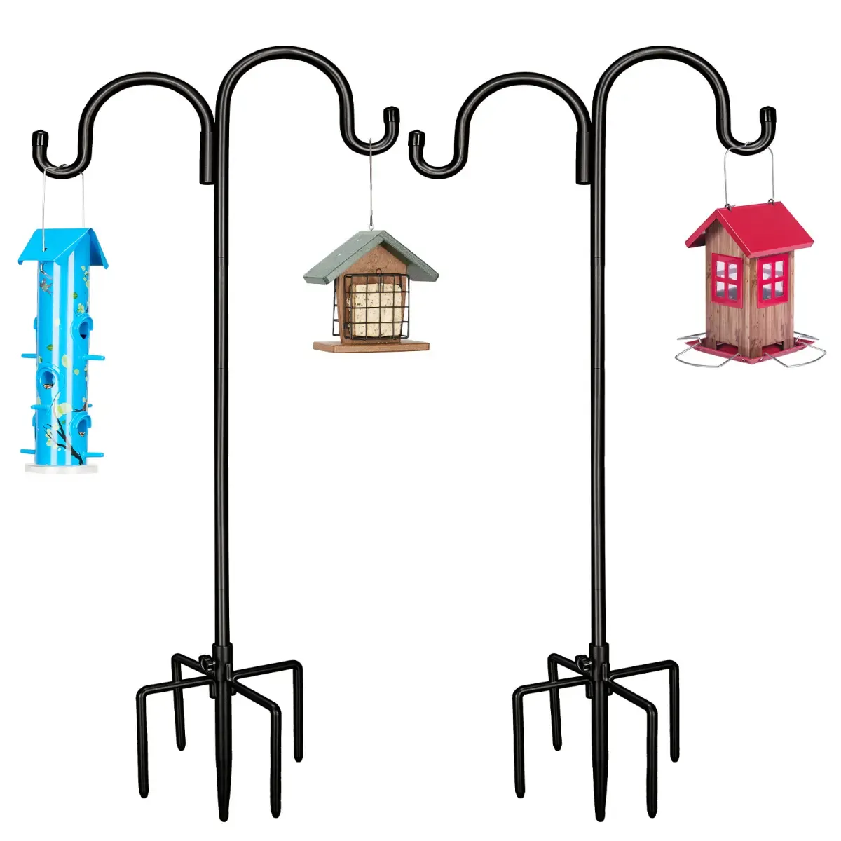 Kingsyard Heavy Duty Bird Feeder Pole with Double Shepherd Hooks 2