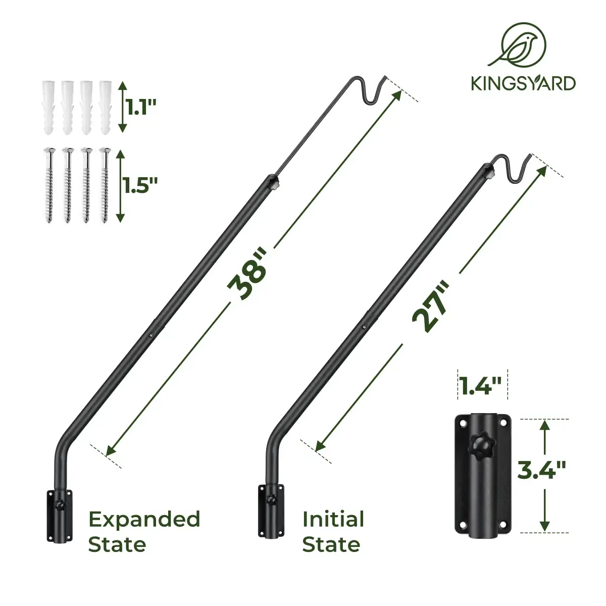 Kingsyard Adjustable(27-39'') Metal Deck Hook Bird Feeder Hangers 3 Kingsyard Adjustable(27-39'') Metal Deck Hook Bird Feeder Hangers 3