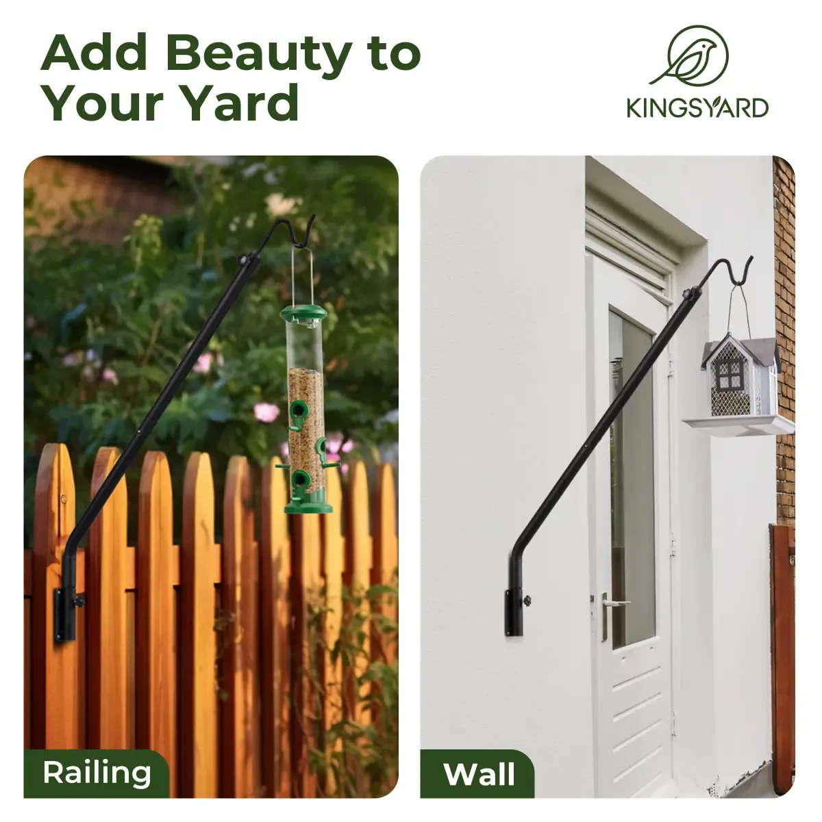 Black Kingsyard Adjustable(27-39'') Metal Deck Hook Bird Feeder Hangers 6 Black Kingsyard Adjustable(27-39'') Metal Deck Hook Bird Feeder Hangers 6