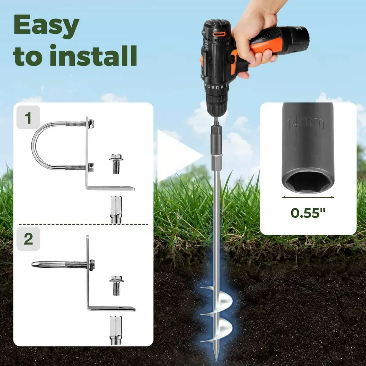 Kingsyard 20" Multi-Purpose Ground Anchors Screw 2 or 4 Pack 10
