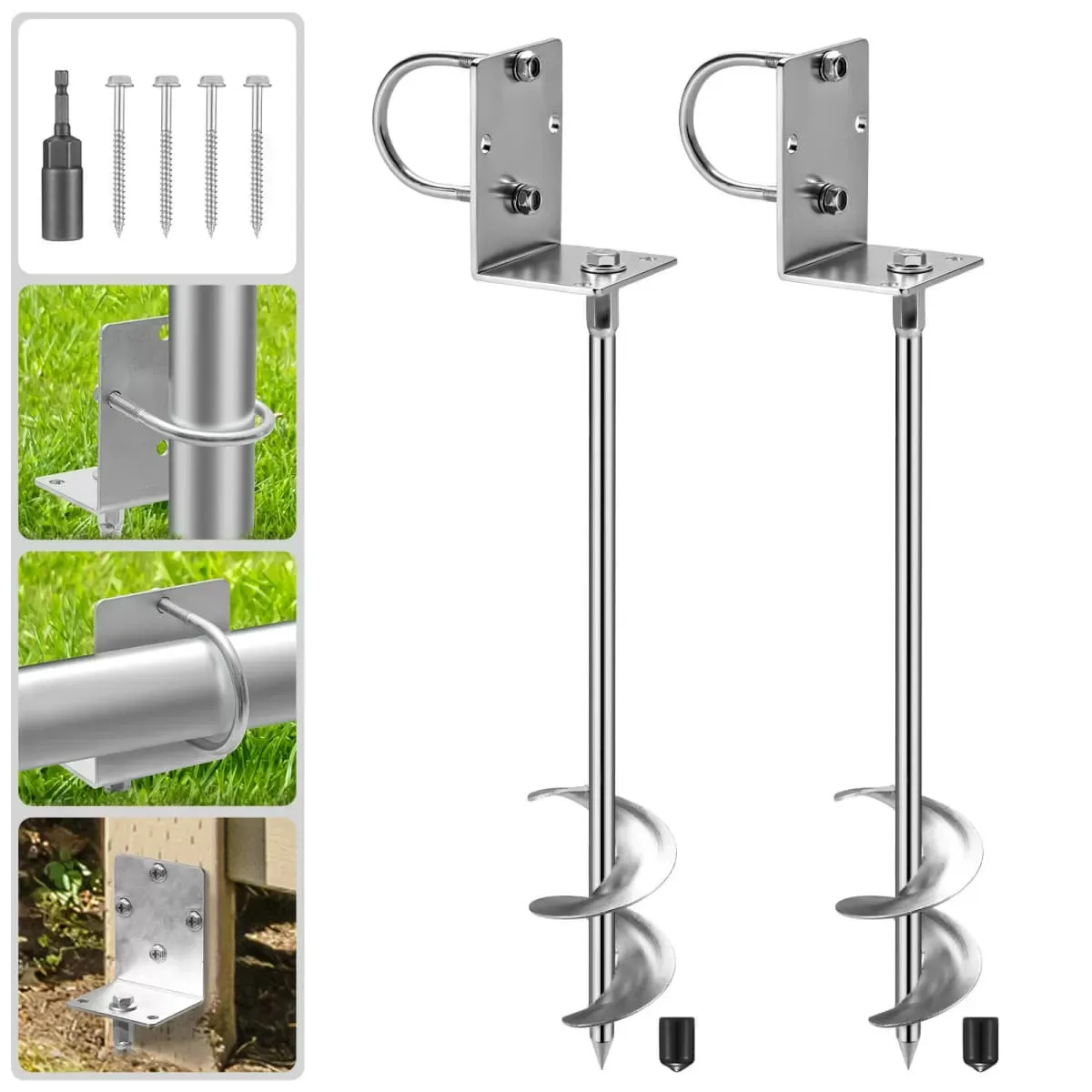 Kingsyard 20" Multi-Purpose Ground Anchors Screw 2 or 4 Pack 6