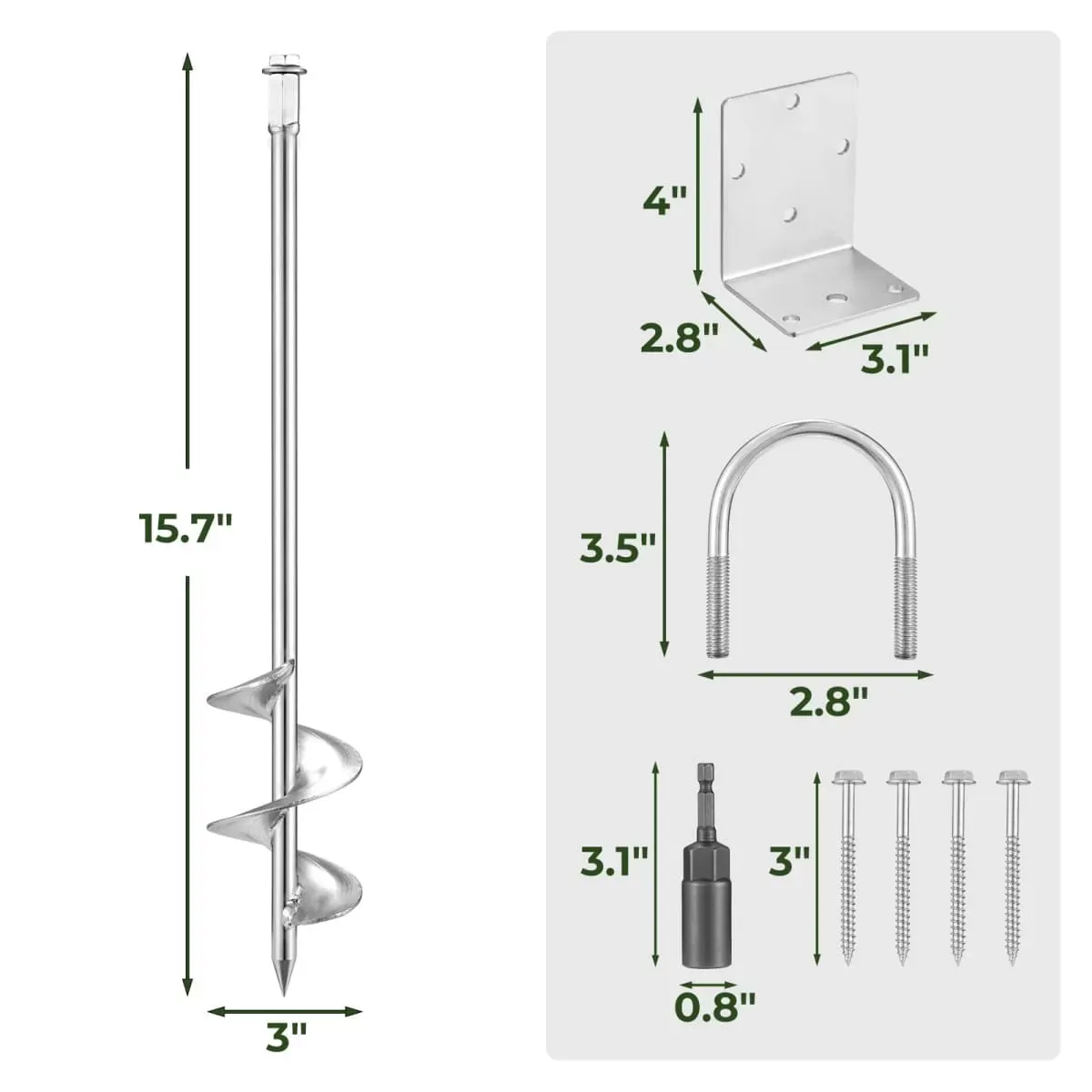 Kingsyard 20" Multi-Purpose Ground Anchors Screw 2 or 4 Pack 7