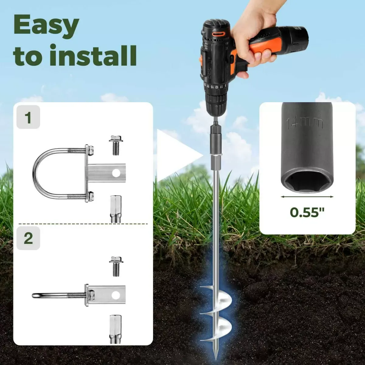 Kingsyard 18" Multi-Purpose Ground Anchors Screw 2 or 4 Pack 10