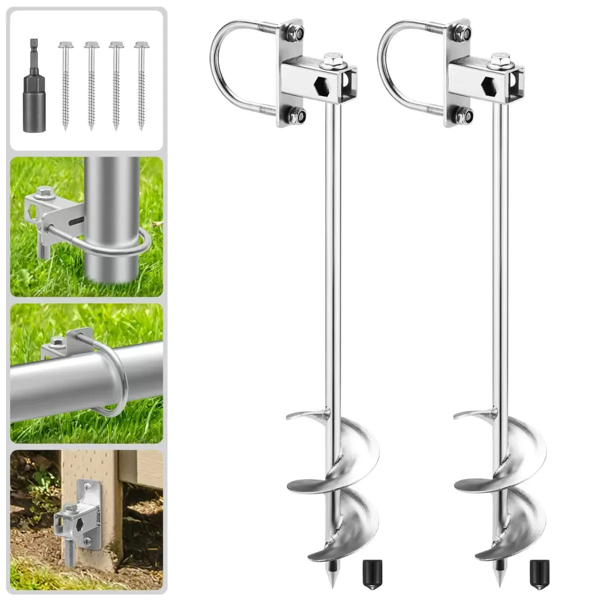 Kingsyard 18" Multi-Purpose Ground Anchors Screw 2 or 4 Pack 3