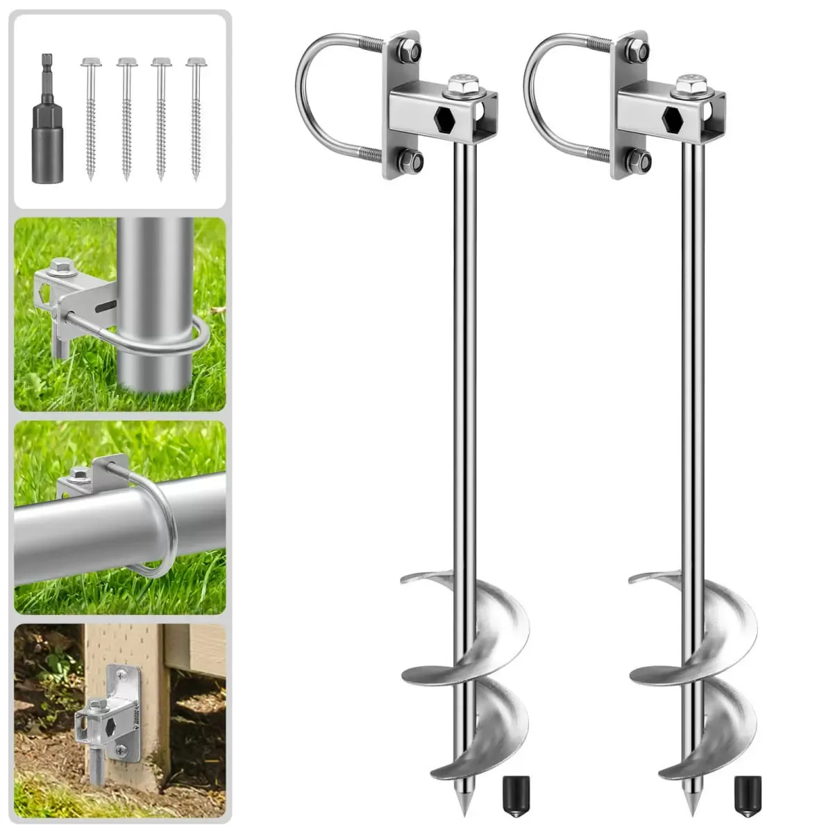 Kingsyard 18" Multi-Purpose Ground Anchors Screw 2 or 4 Pack 6