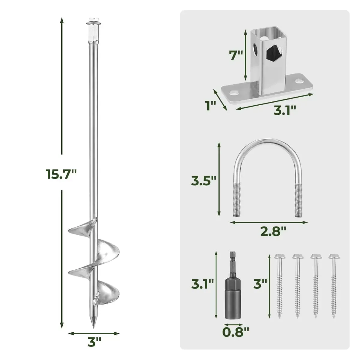Kingsyard 18" Multi-Purpose Ground Anchors Screw 2 or 4 Pack 7
