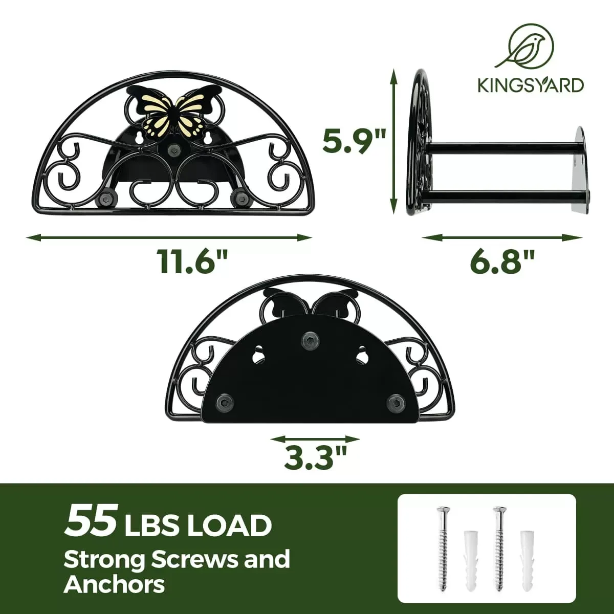 Kingsyard Wall Mount Garden Hose Holder Holds 100Ft Hoses 3