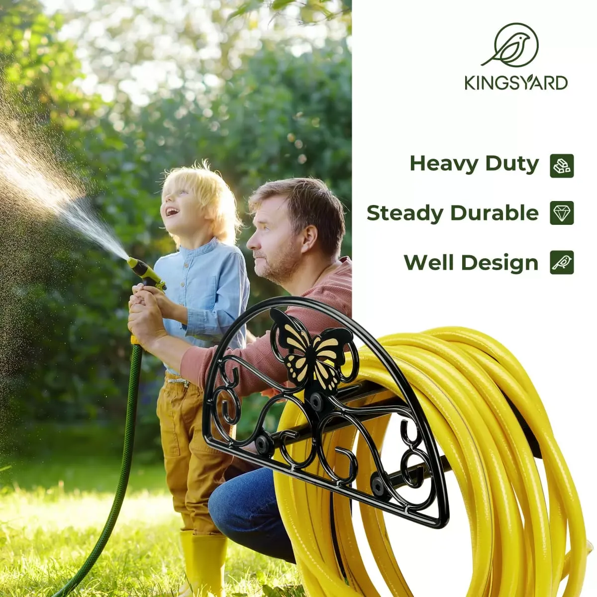 Kingsyard Wall Mount Garden Hose Holder Holds 100Ft Hoses 7