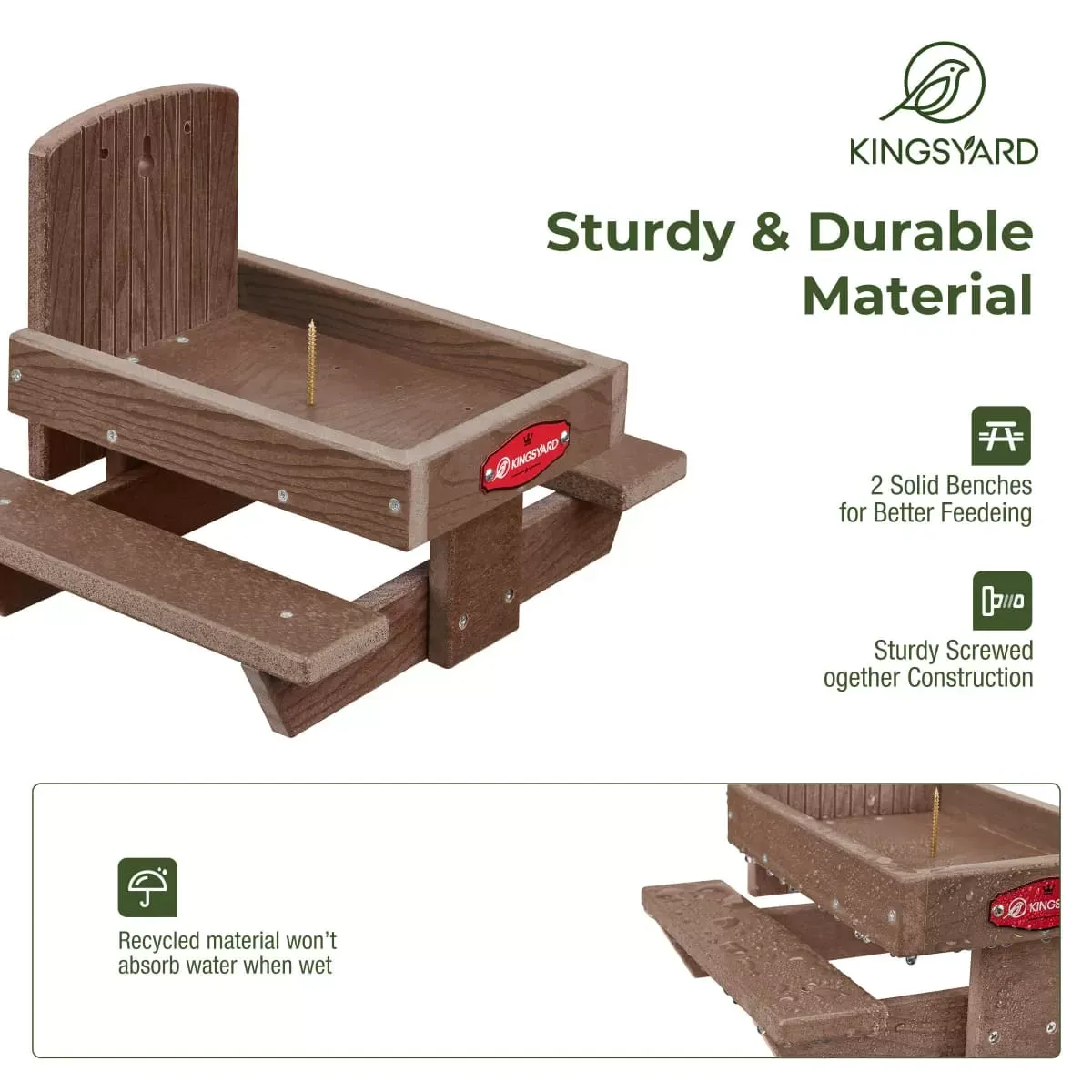 Brown Kingsyard Recycled Plastic Squirrel Picnic Table with Corn Cob 4 Brown Kingsyard Recycled Plastic Squirrel Picnic Table with Corn Cob 4