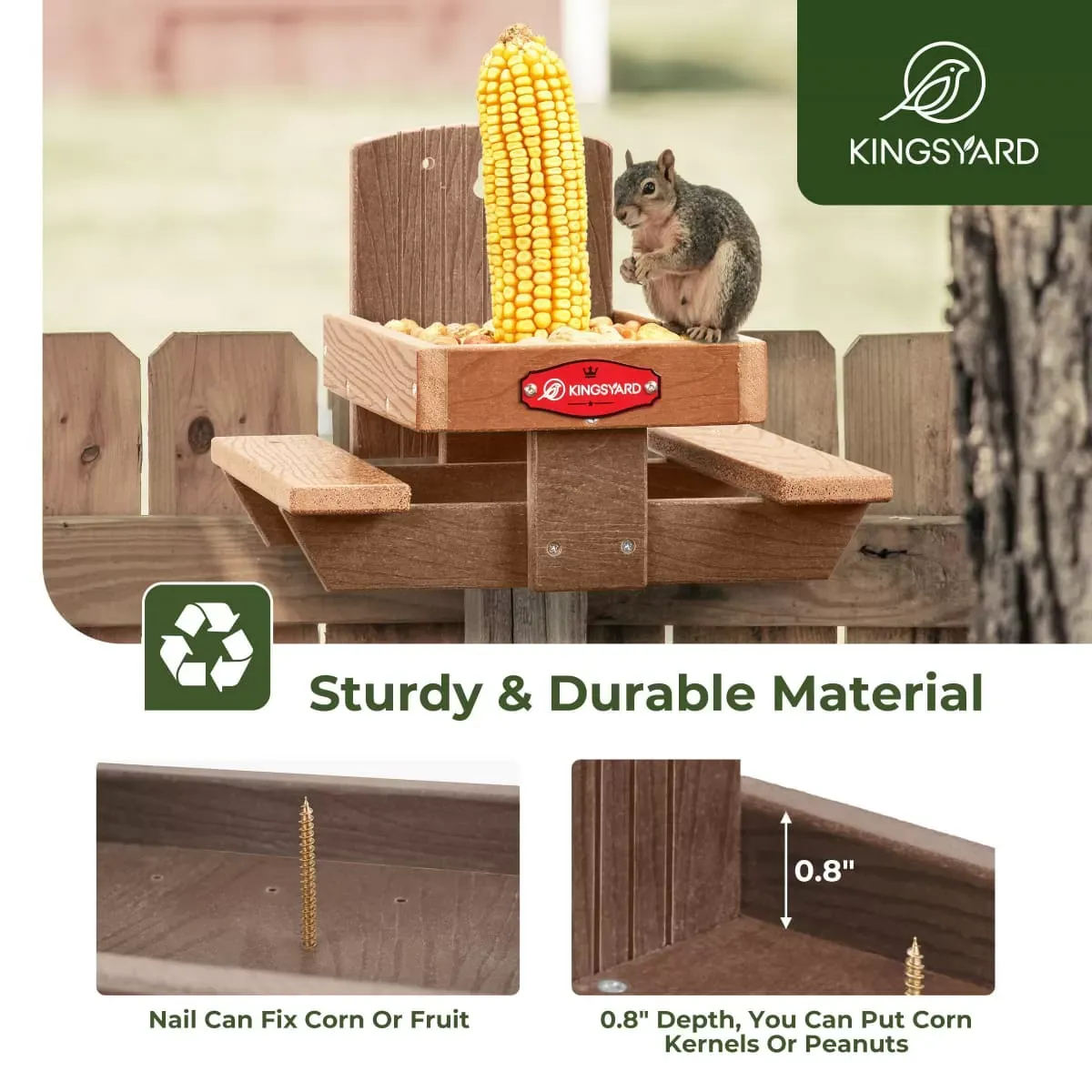 Brown Kingsyard Recycled Plastic Squirrel Picnic Table with Corn Cob 5 Brown Kingsyard Recycled Plastic Squirrel Picnic Table with Corn Cob 5