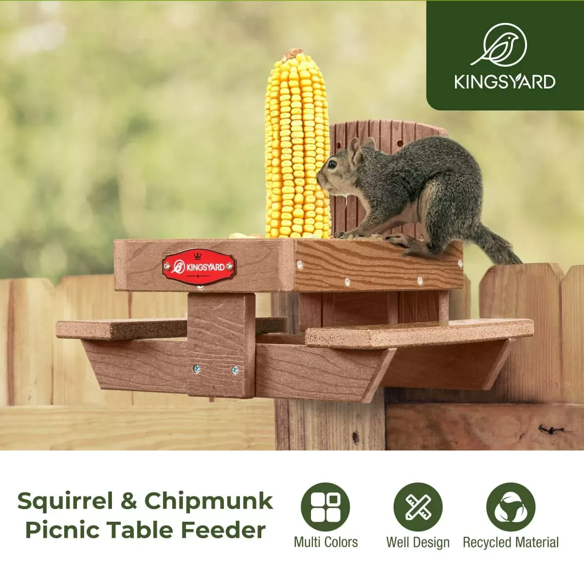 Brown Kingsyard Recycled Plastic Squirrel Picnic Table with Corn Cob 6 Brown Kingsyard Recycled Plastic Squirrel Picnic Table with Corn Cob 6