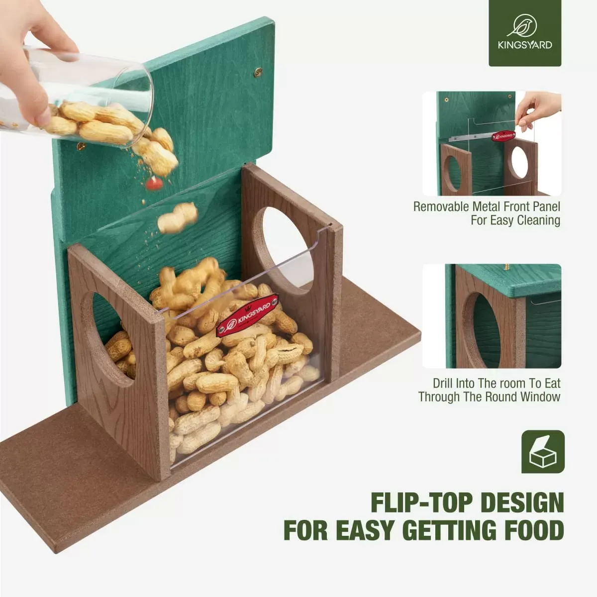 Green Kingsyard Large Capacity Squirrel Feeder Box with Double Corn Cob 4