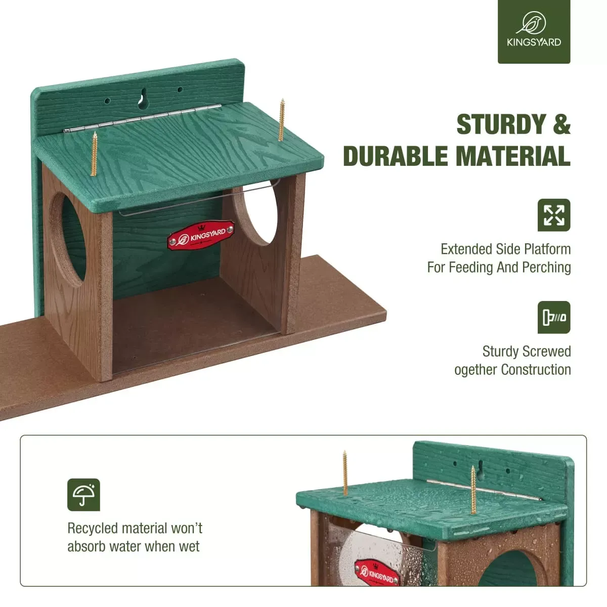 Green Kingsyard Large Capacity Squirrel Feeder Box with Double Corn Cob 6
