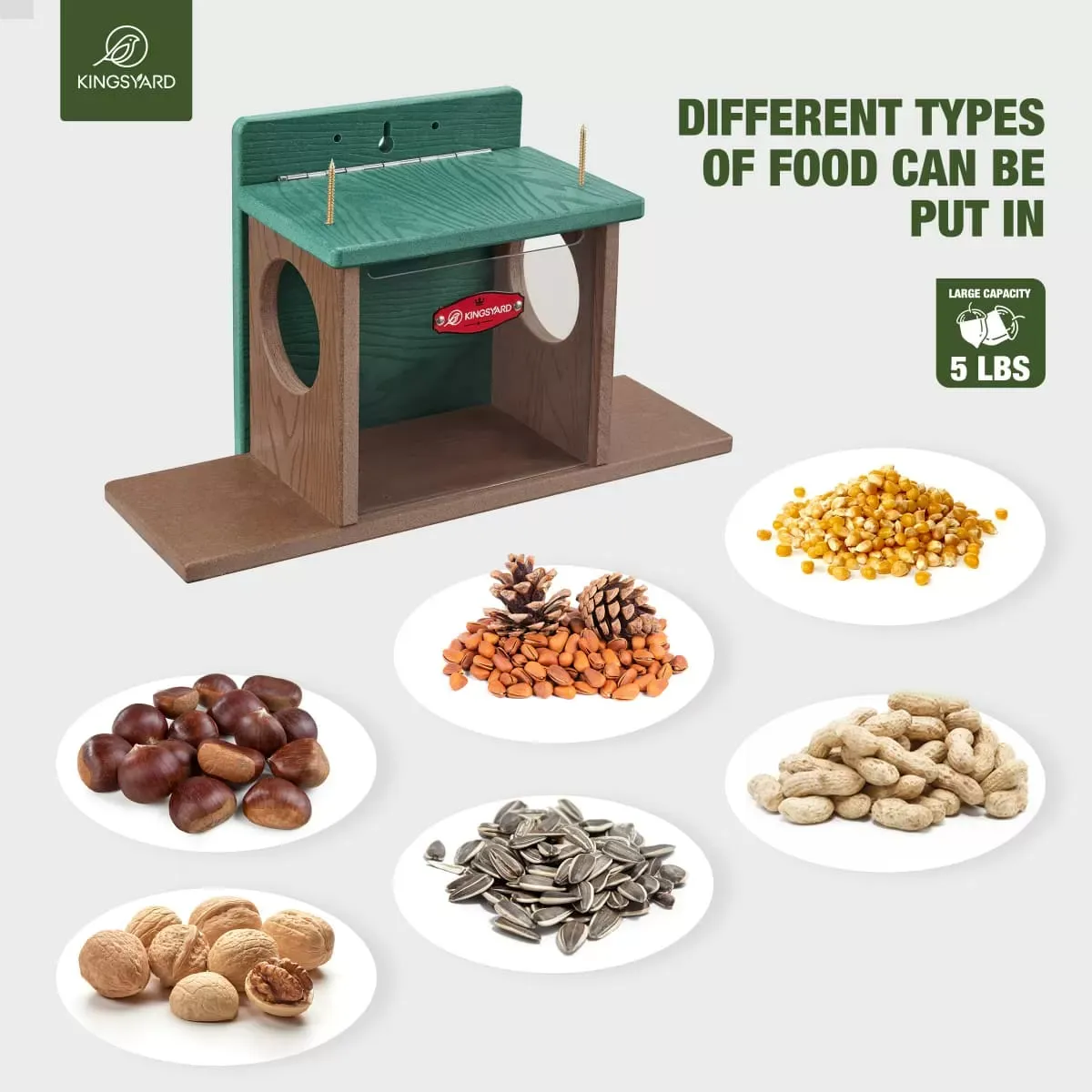 Kingsyard Large Capacity Squirrel Feeder Box with Double Corn Cob 7