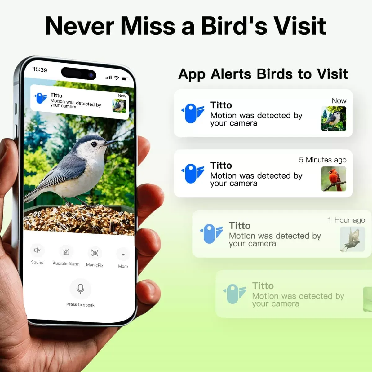 Green Titto 2 in 1 Smart Bird Feeder with Camera 3