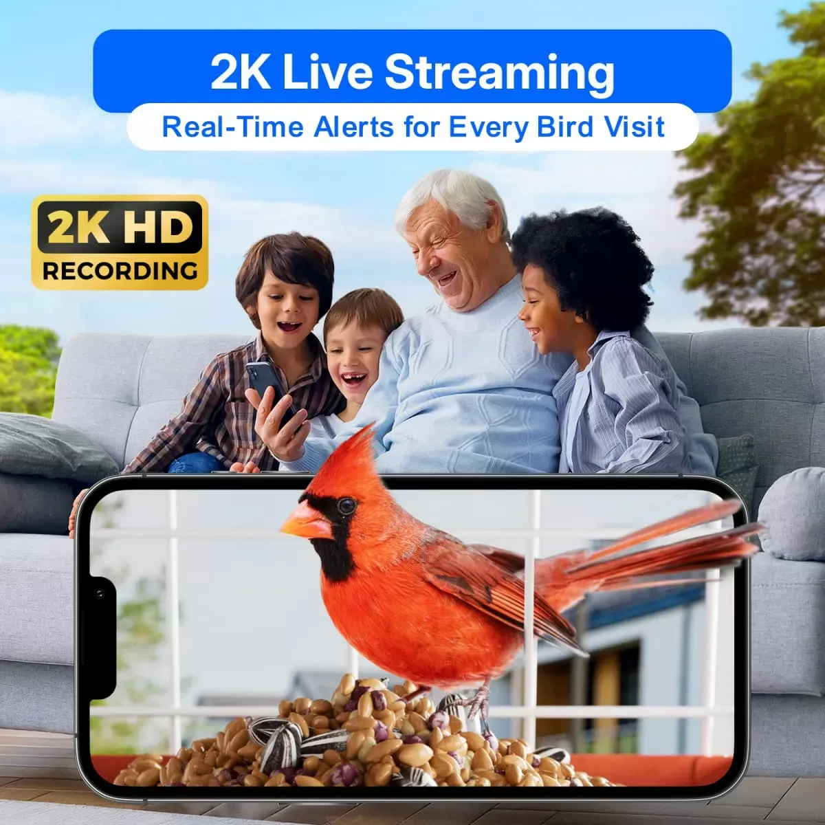 Red Titto Squirrel Proof Bird Feeder with Camera 5