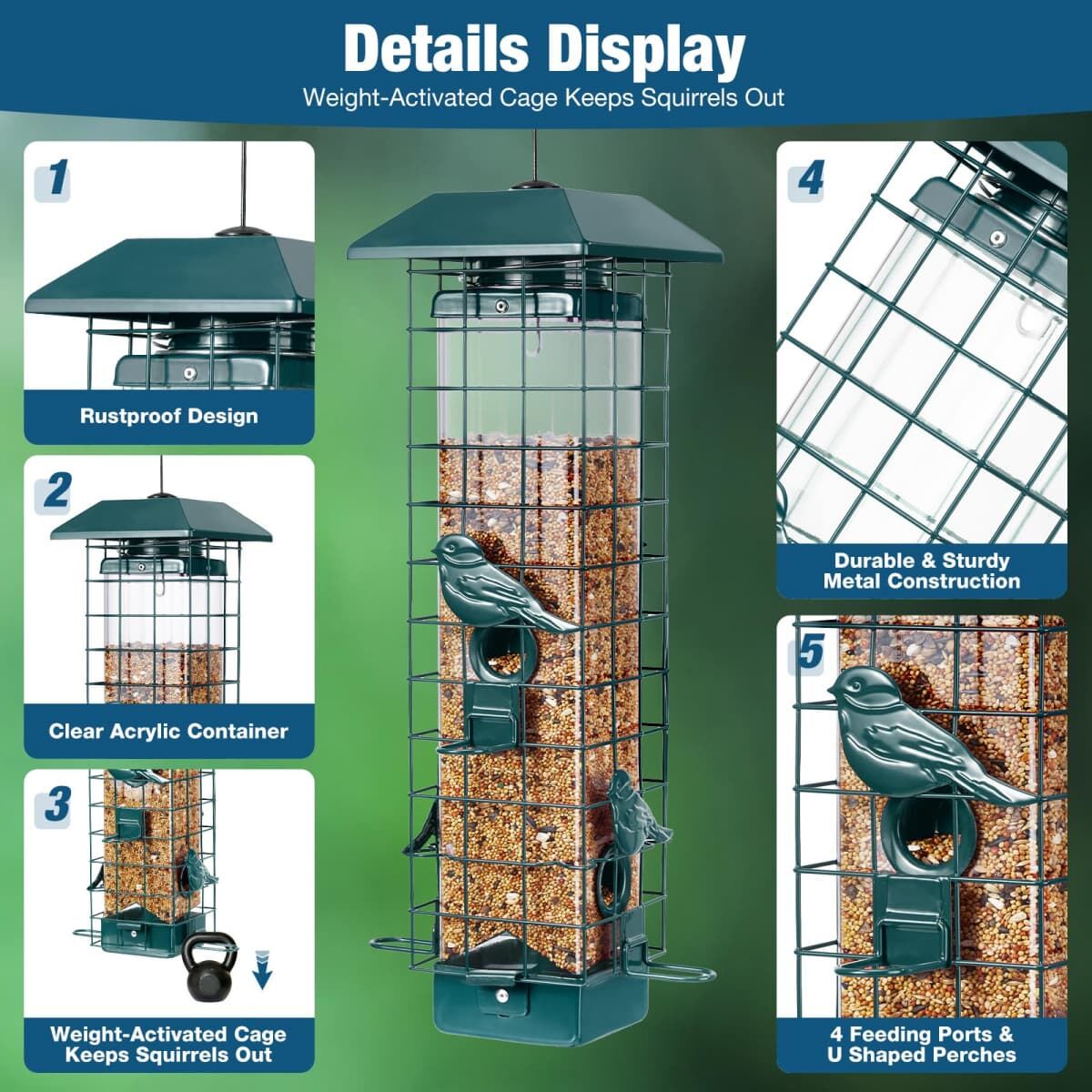 Kingsyard Squirrel-Proof Wild Bird Feeder 6