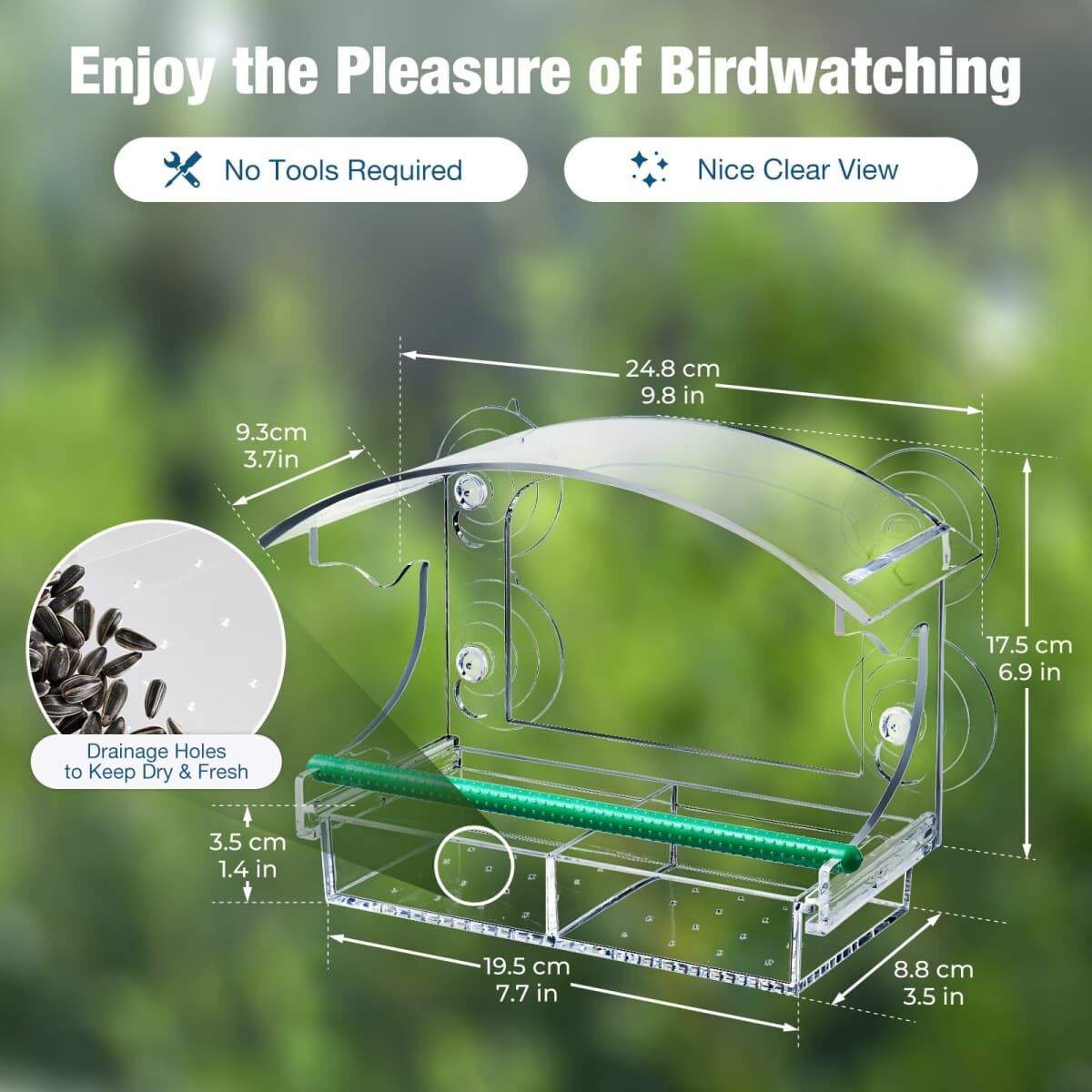 Kingsyard Transparent Acrylic Window Bird Feeder 5