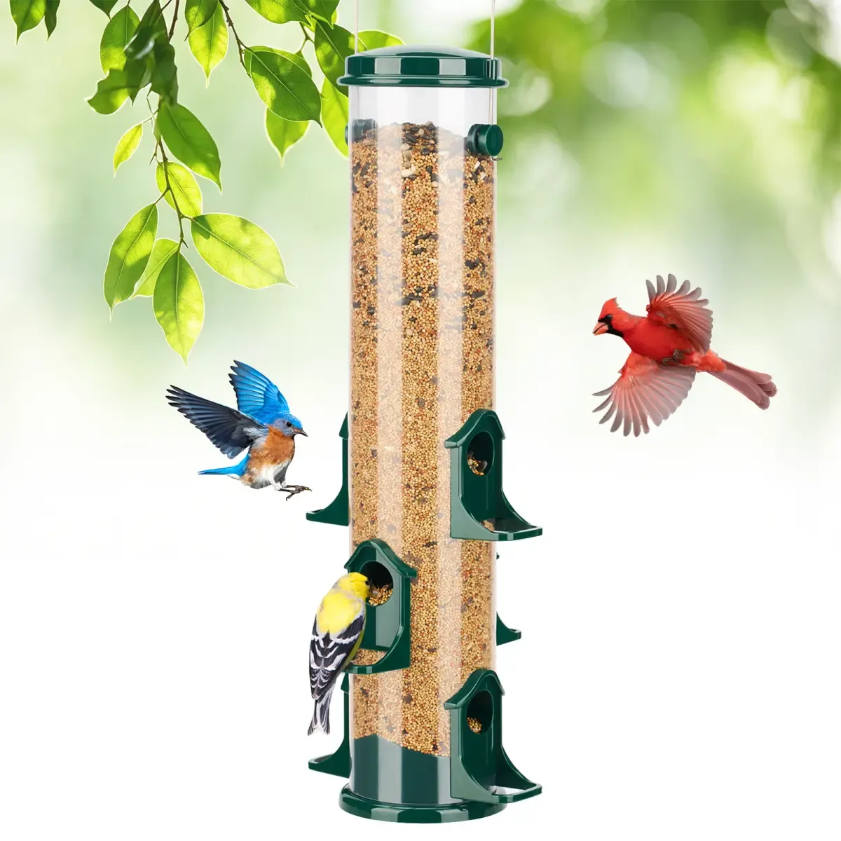 Kingsyard 6-Port Plastic Tube Wild Bird Feeder 2
