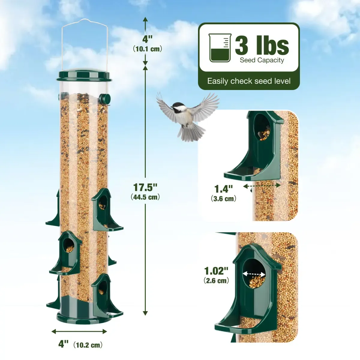 Kingsyard 6-Port Plastic Tube Wild Bird Feeder 3