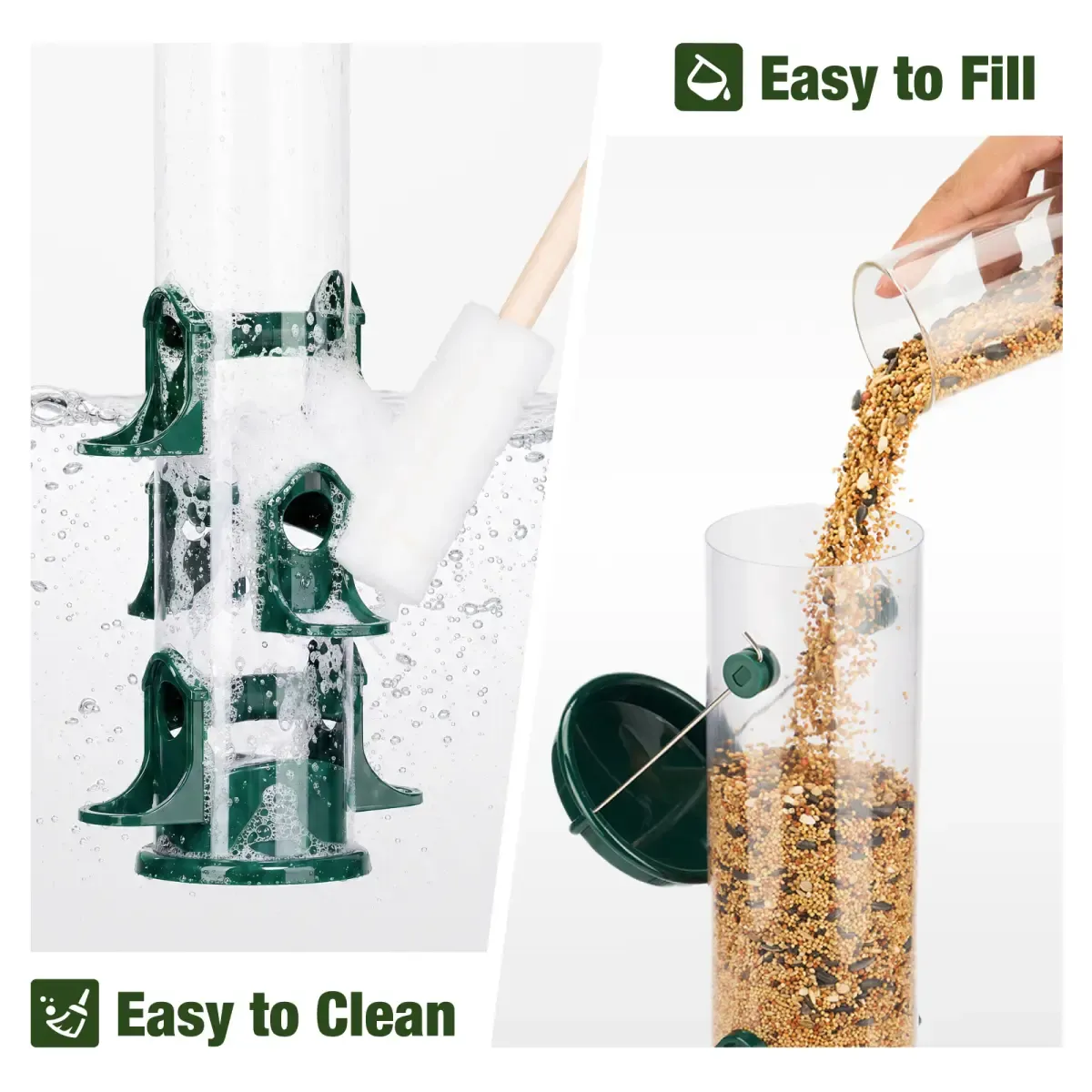 Kingsyard 6-Port Plastic Tube Wild Bird Feeder 4
