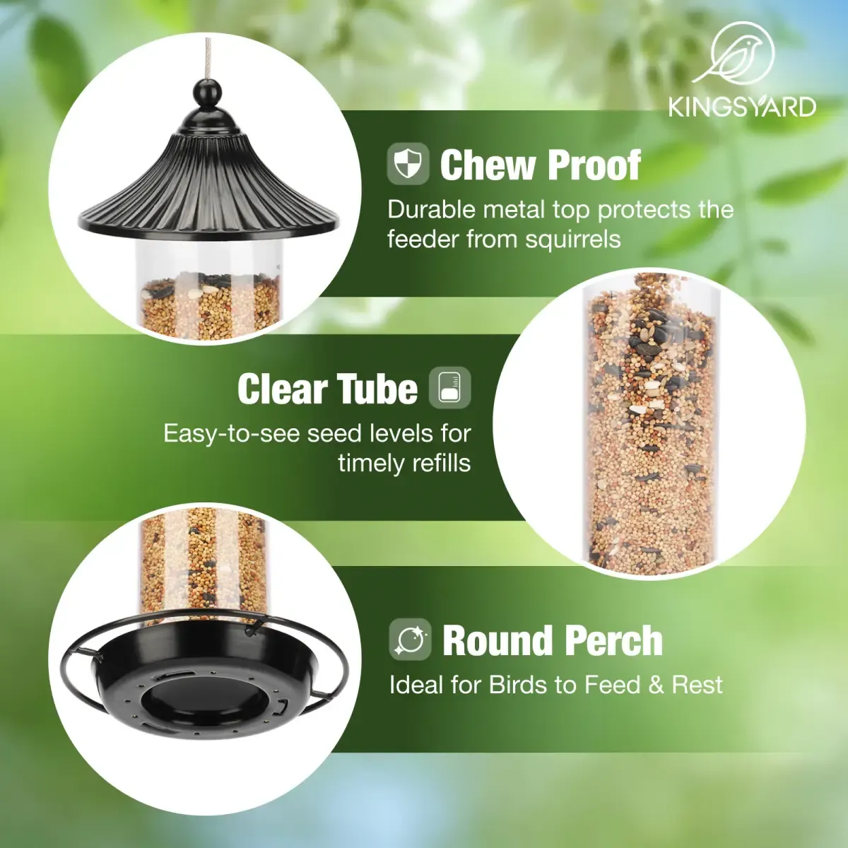 Kingsyard Chew-Proof Outdoor Metal Wild Bird Feeder 4