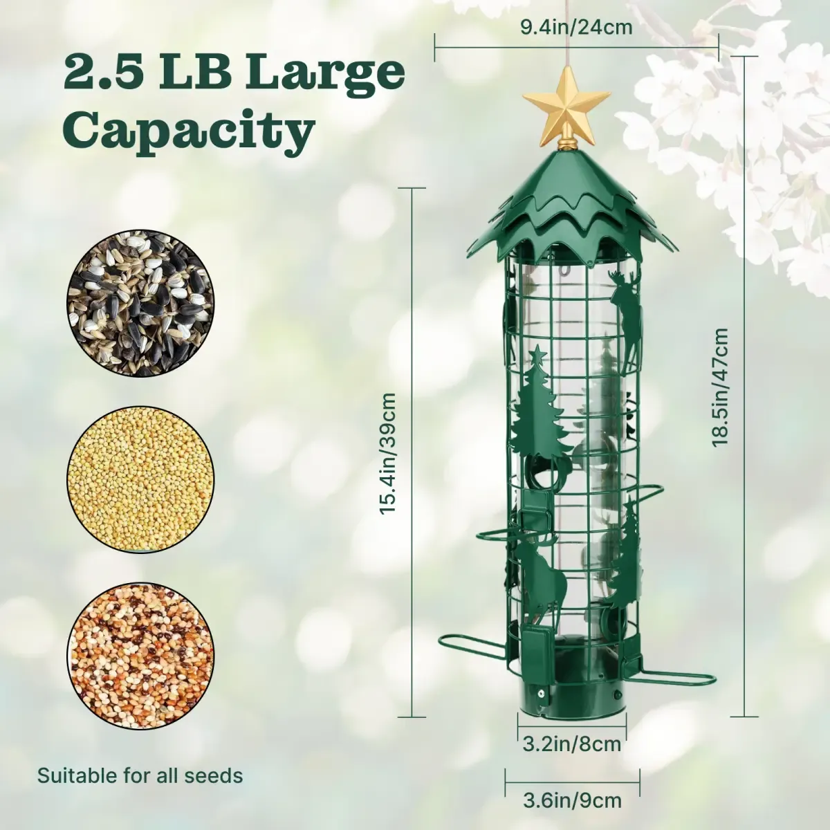 Kingsyard Squirrel Proof Outdoor Tube Wild Bird Feeder 3