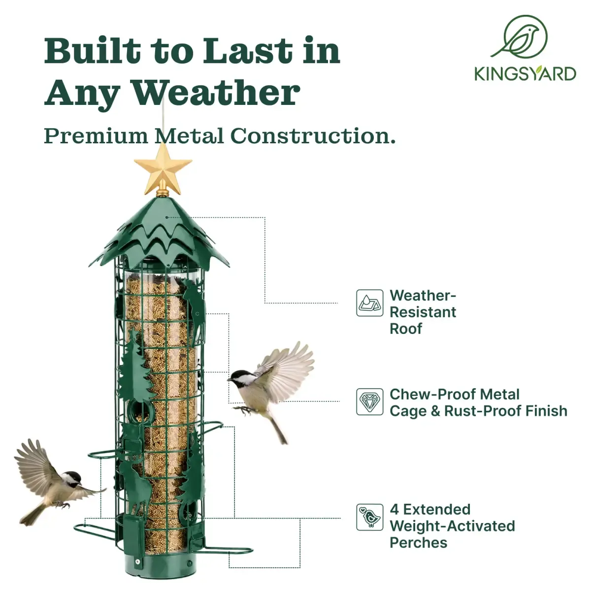 Kingsyard Squirrel Proof Outdoor Tube Wild Bird Feeder 7
