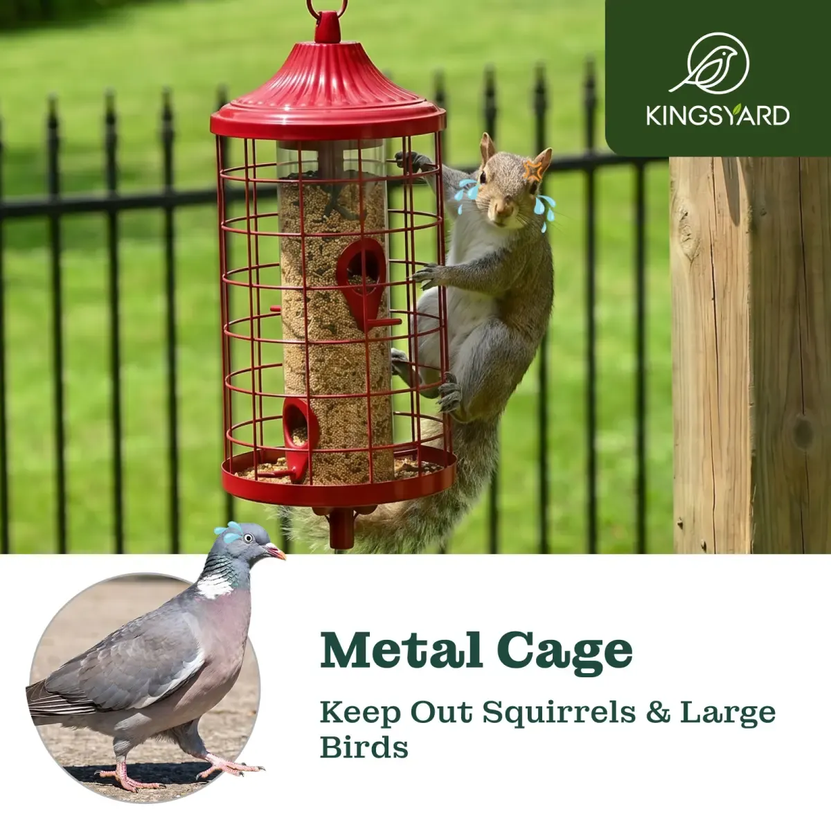 Kingsyard Squirrel Proof Caged Outdoor Wild Bird Feeder 7