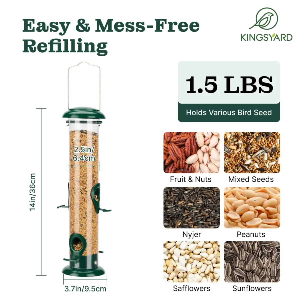 Kingsyard Metal Tube Bird Feeder for Outdoor Hanging 3