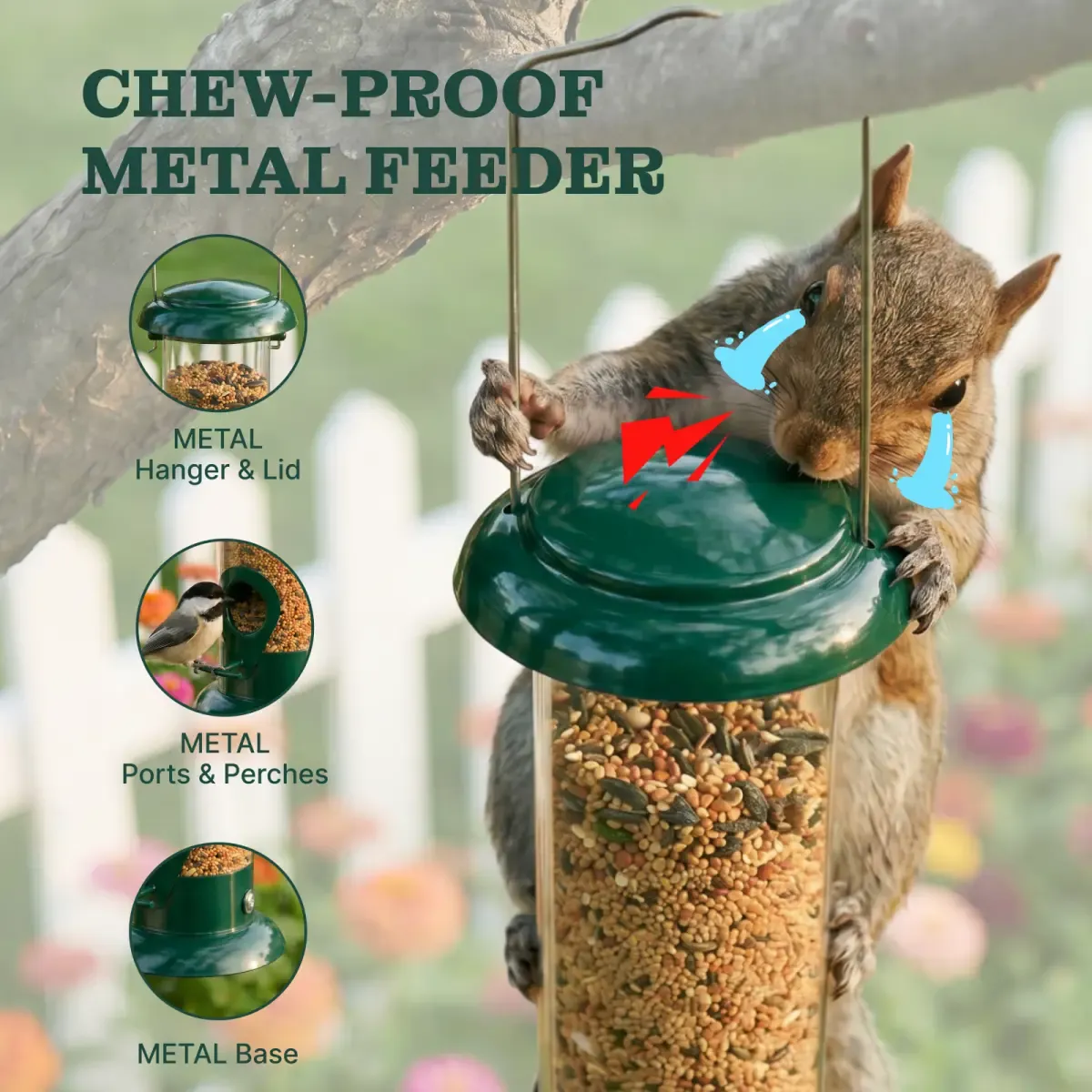 Kingsyard Metal Tube Bird Feeder for Outdoor Hanging 4