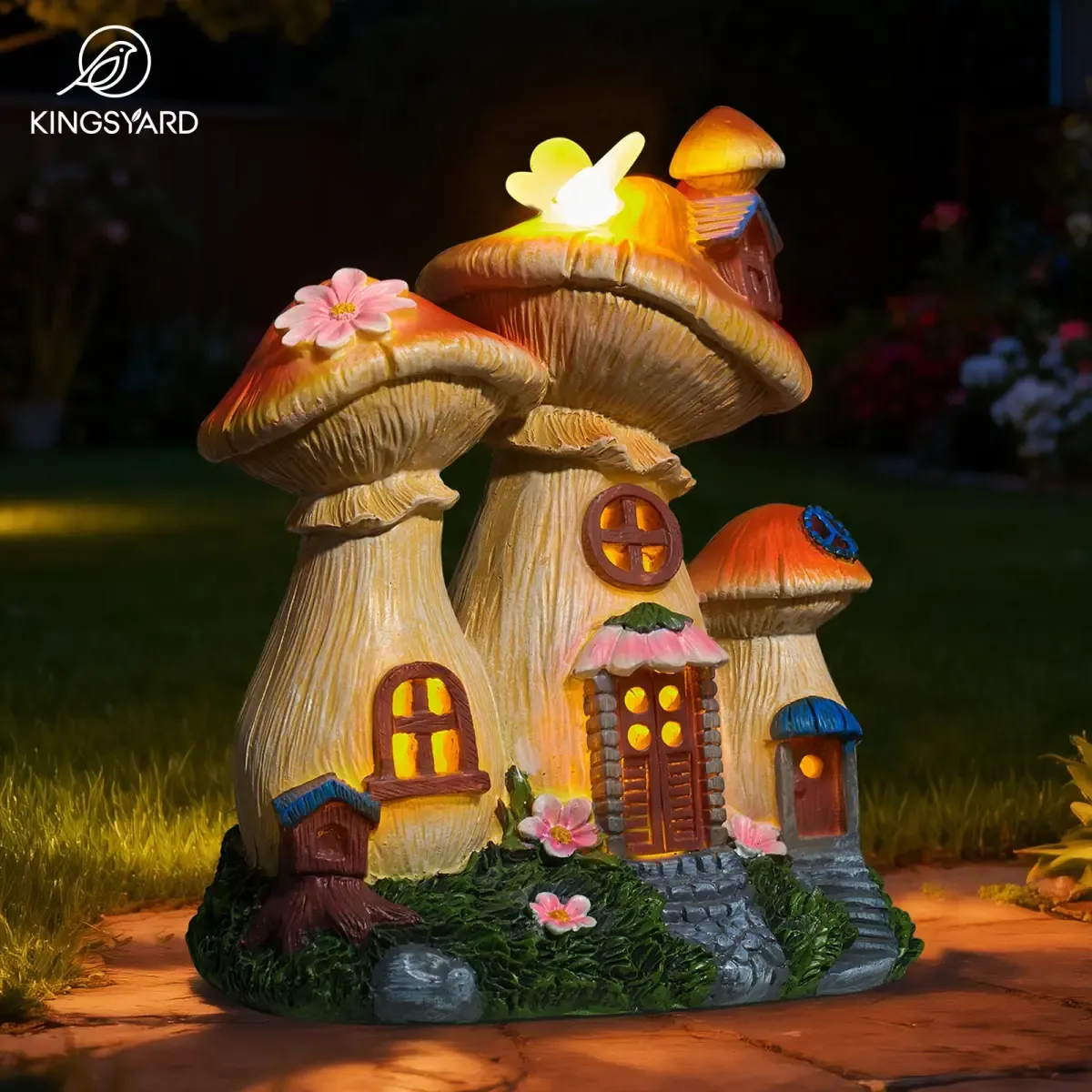 Kingsyard Solar Garden Statue Lights Mushroom Bird Fairy House Figurine 2 Kingsyard Solar Garden Statue Lights Mushroom Bird Fairy House Figurine 2