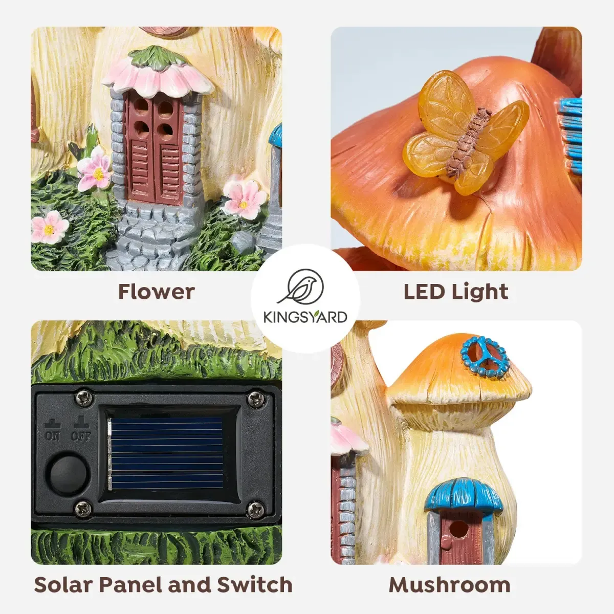 Kingsyard Solar Garden Statue Lights Mushroom Bird Fairy House Figurine 4 Kingsyard Solar Garden Statue Lights Mushroom Bird Fairy House Figurine 4