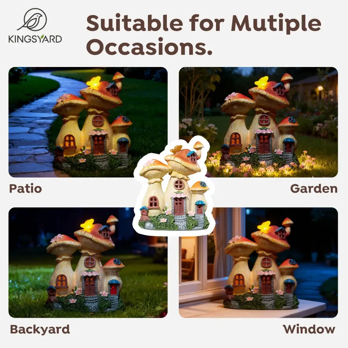 Kingsyard Solar Garden Statue Lights Mushroom Bird Fairy House Figurine 6 Kingsyard Solar Garden Statue Lights Mushroom Bird Fairy House Figurine 6
